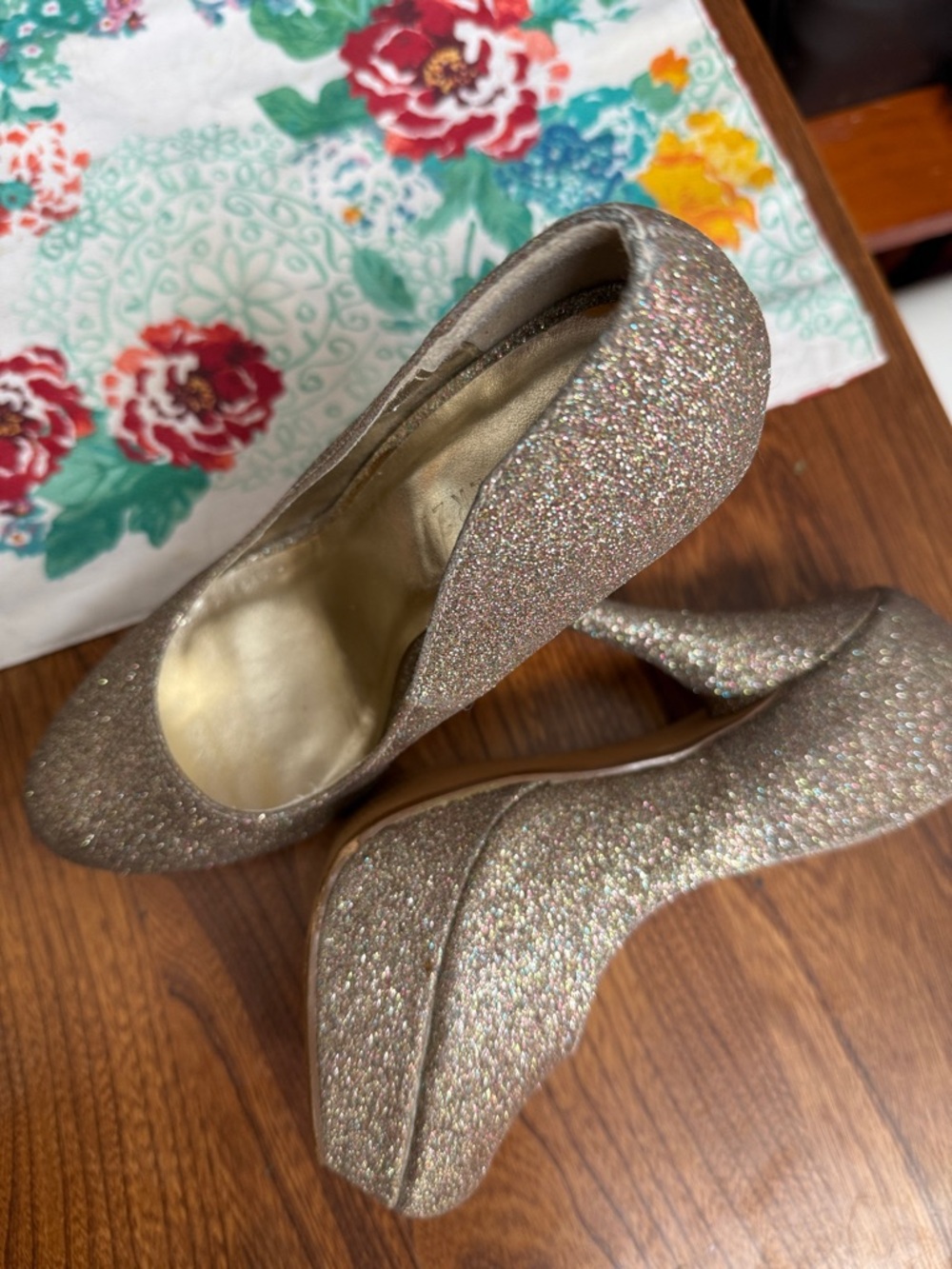 Glitter Platform Forever 21 High Heels - Champagne